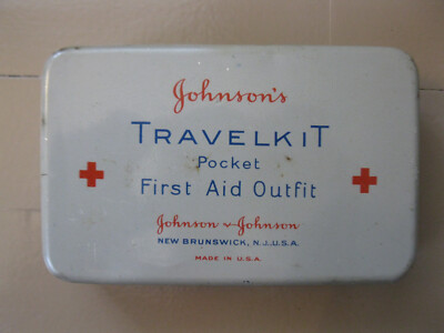 Vintage Johnson's TravelKit Pocket First Aid Outfit w/Unused Contents and Chart