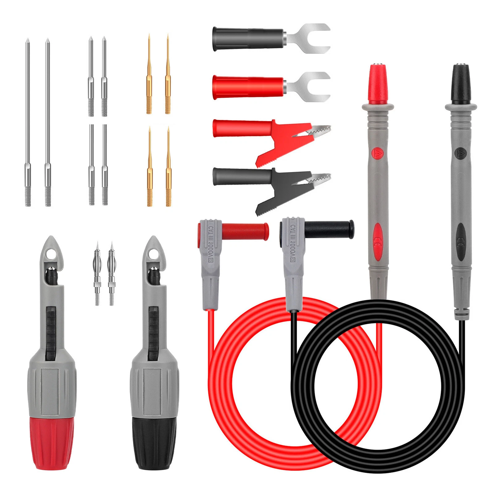 21 x Multimeter Test Lead Kit Electrical Alligator Clip Banana Plug Test Probe