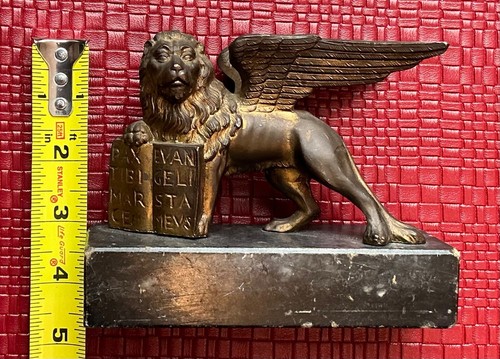 Winged Bronze Lion St Mark Venice Sculpture Statue Marble - Picture 7 of 7