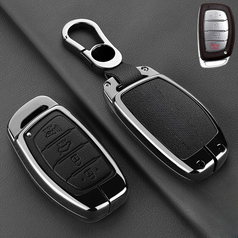 For Hyundai Elantra Sonata ix35 Tucson Zinc Alloy Leather Car Key Case Cover Bag - Image 4 of 4