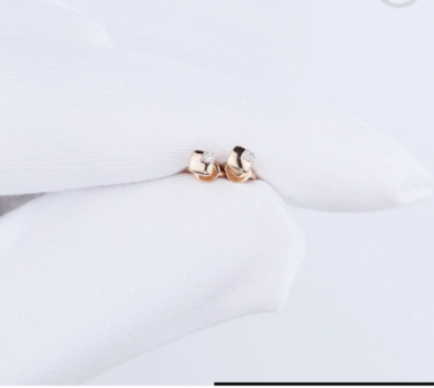 Baby Child First Tiny Diamond Stud Earrings Russian Style Rose