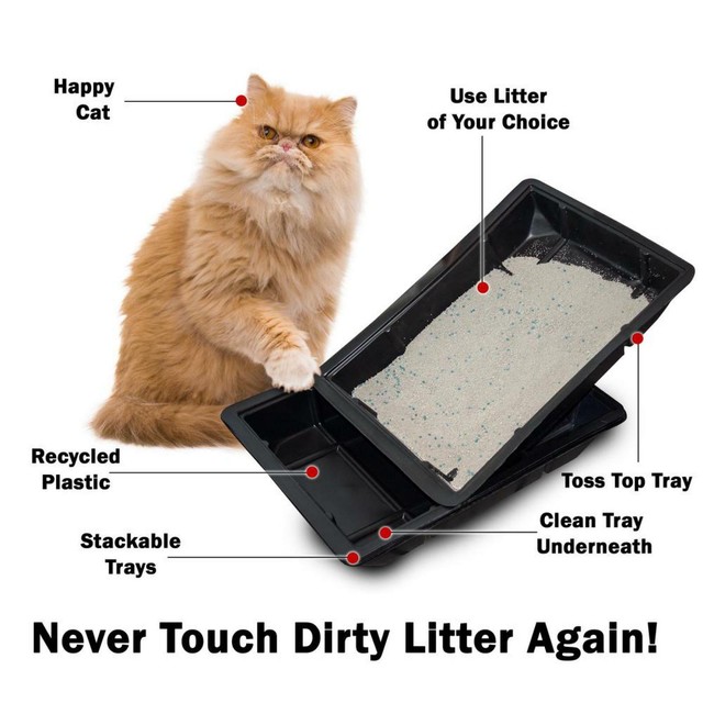 Kitty Lounge Disposable Sanitary Litter Trays Convenient Nesting Black