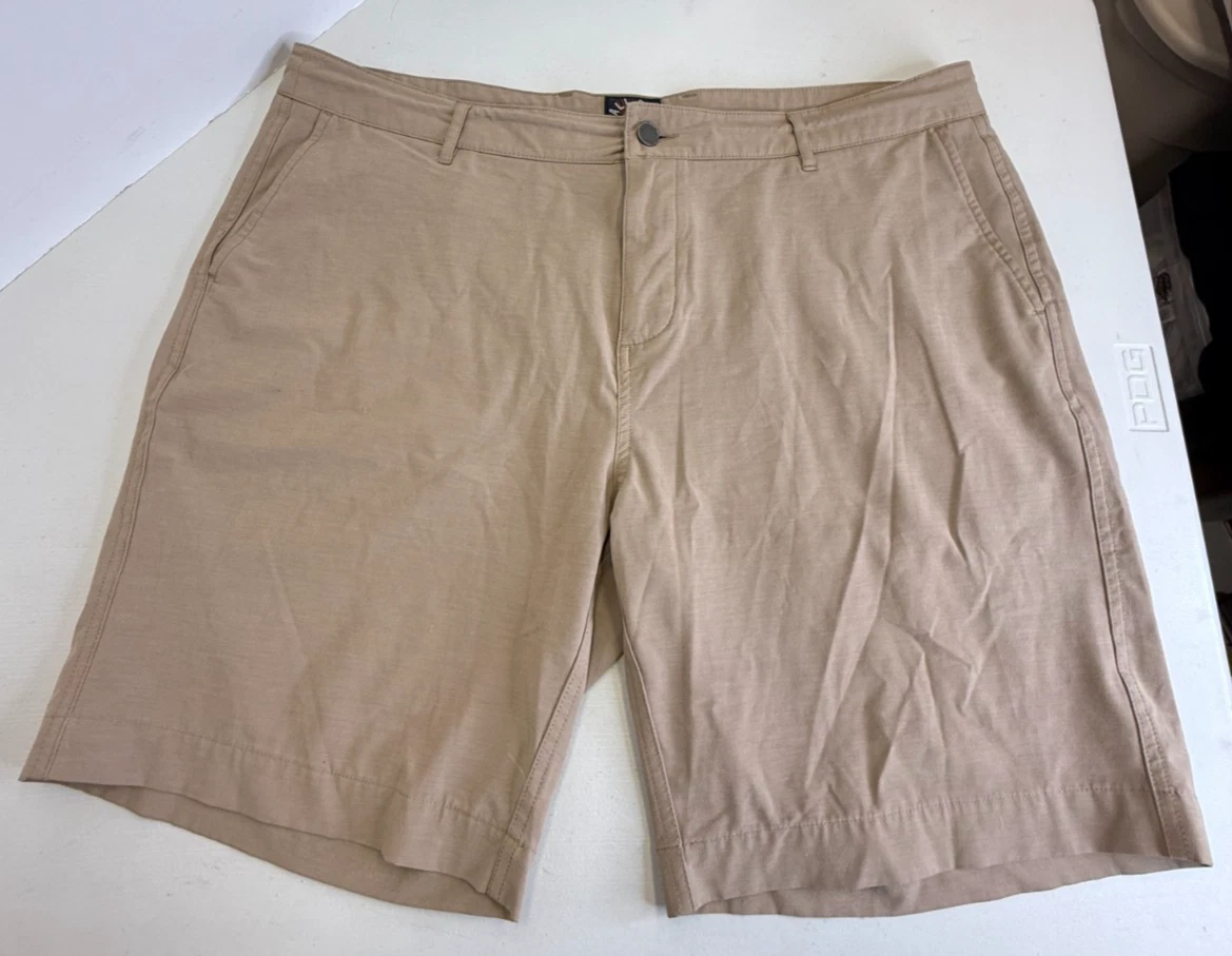 Faherty All Day Shorts Mens 40 Khaki Tan Performance Stretch Casual Lightweight