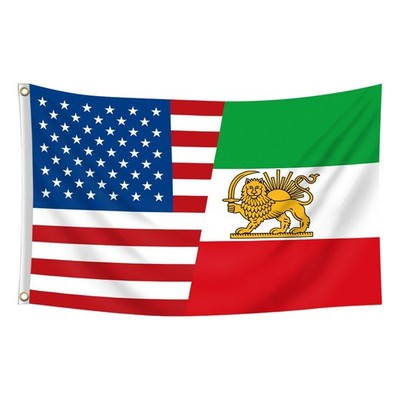 Große Freundschaftsflagge zwischen den USA und dem alten Iran, historische Flag