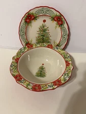 Pioneer woman serving bowl and plate holiday cheer collection