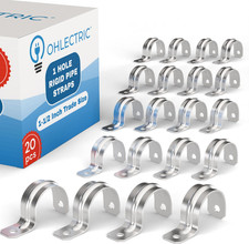 Heavy Duty Pipe Strap 20 Pack - 1  Inch Zinc Plated Conduit Clamps, 1 Hole Ste