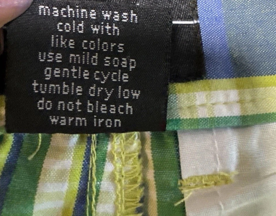 DTEK Mens Bermuda Shorts Green Blue White Plaid Size 32 Skater y2k hip hop - Image 4 of 4