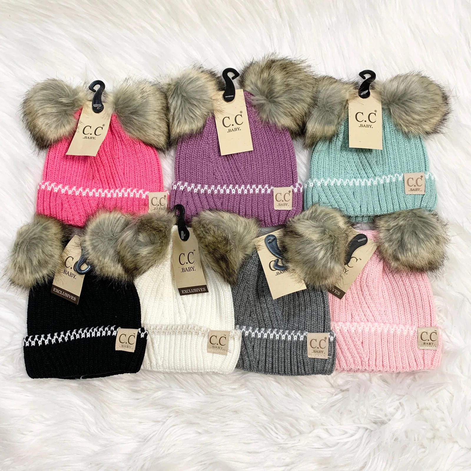 Baby C.C Double Pom Braided Beanie, Winter Beanies, New Born Baby Cozy Hat
Opens in a new window or