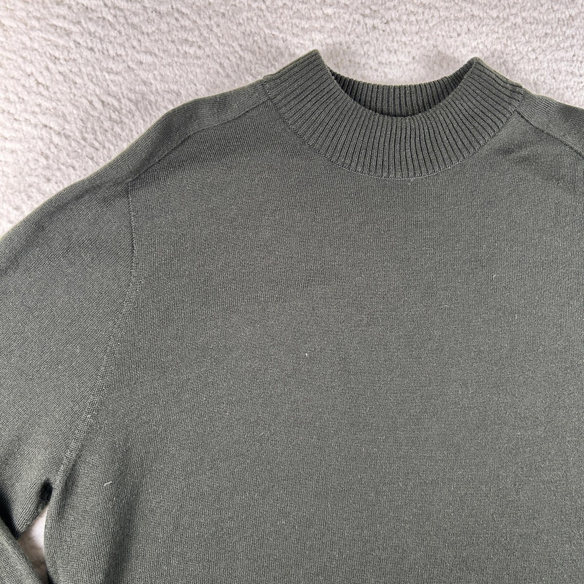 Steven Alan Sweater Mens Large Green Extra Fine Wool Mock Neck 