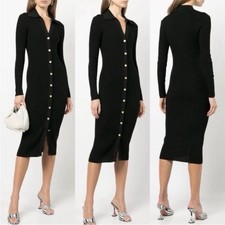 Alice + Olivia Black Long Sleeve Dress with Gold Buttons Size S