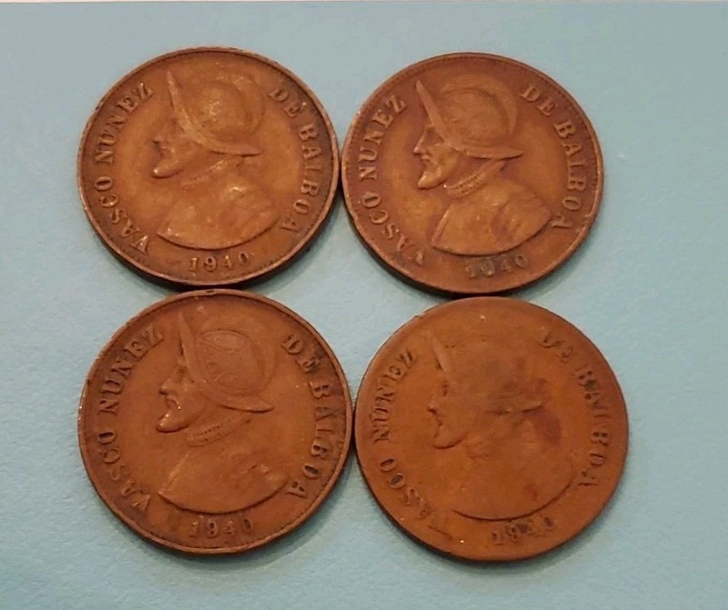 4 COIN LOT PANAMA - 1940'S 1/4 CENTESIMO 