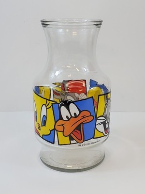 Looney Tunes Anchor Hocking Glass Pitcher Decanter Jar Carafe No Lid 1990s VTG 