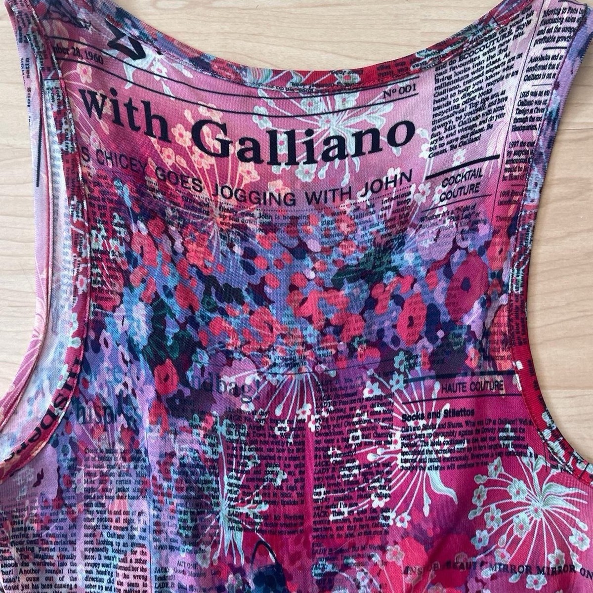 john galliano floral newspaper dress Size IT 38 | eBay