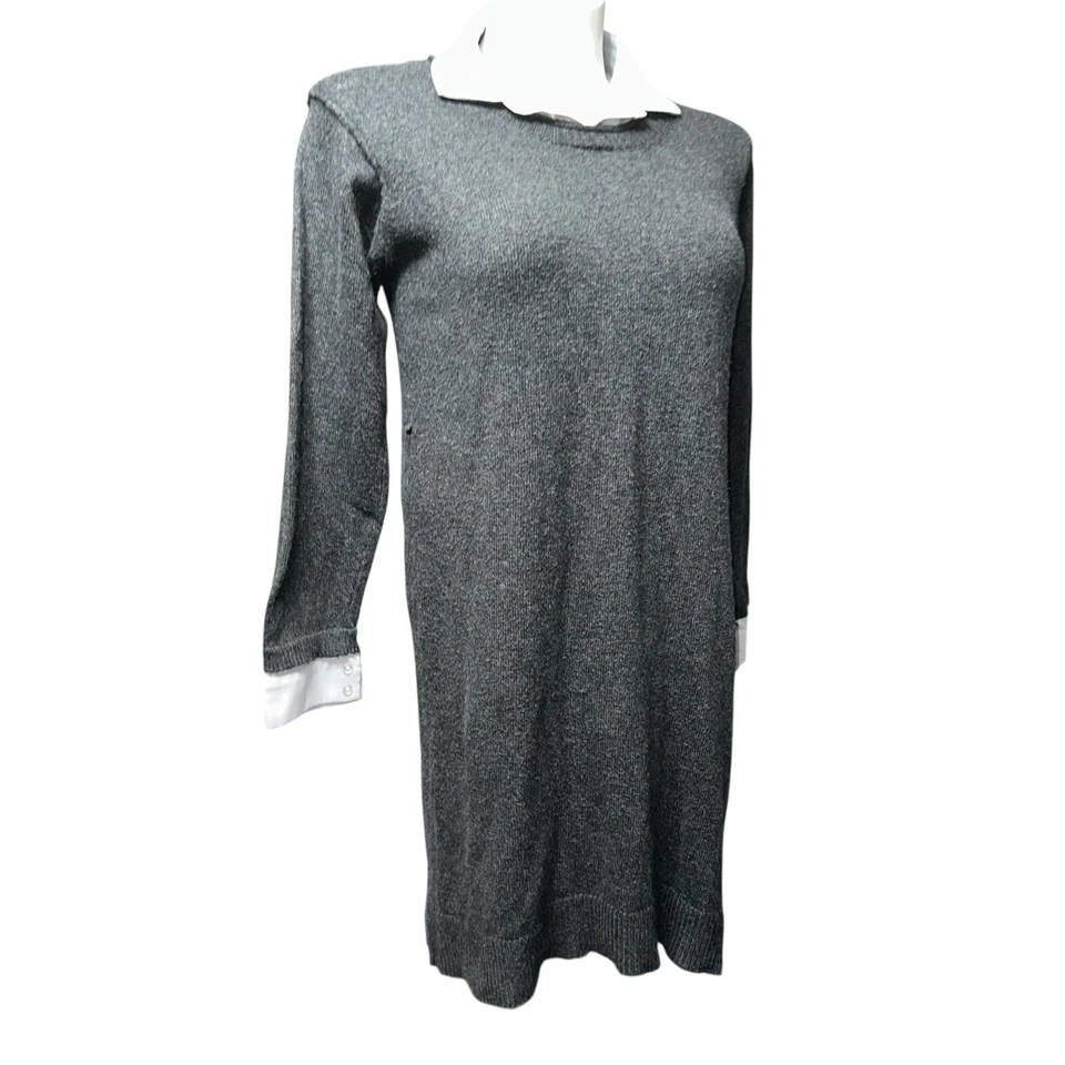 Simply Vera Vera Wang Feminino Grande Cinza Manga Longa Suéter Joelho Vestido - Imagem 4 de 4