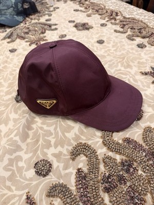 New Prada Re-Nylon Burgundy Baseball Cap Hat Size L Made in Italy