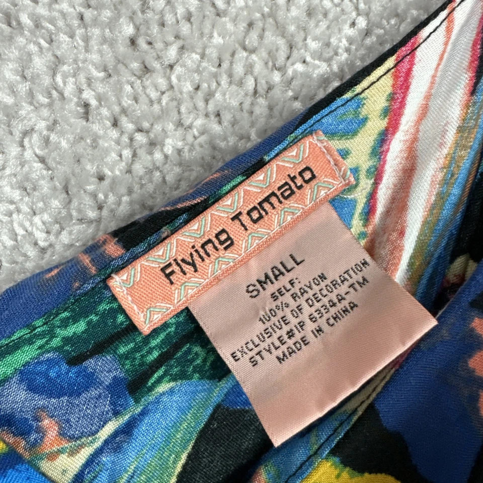 Mono Flying Tomato Mujer Pequeño Multicolor Tropical Volantes Pierna Ancha Foto 2 de 4