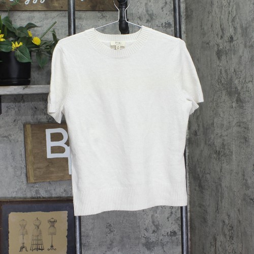 Me By Jennie Garth Knit Short Sleeve Crewneck Sweater Tee Top Natural White M