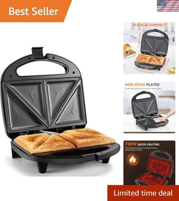 750W Non-Stick 2 Slice Sandwich Maker with Cool Touch for Perfect Grilled Cheese