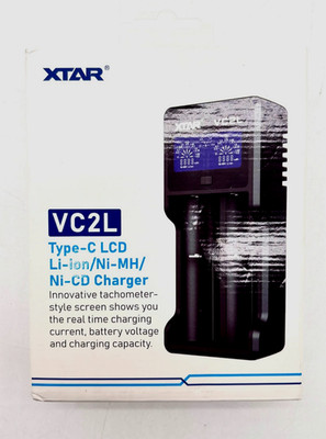 XTAR Type-C LCD Li-On/Ni-MH/Ni-CD Charger Model VC2L Black New