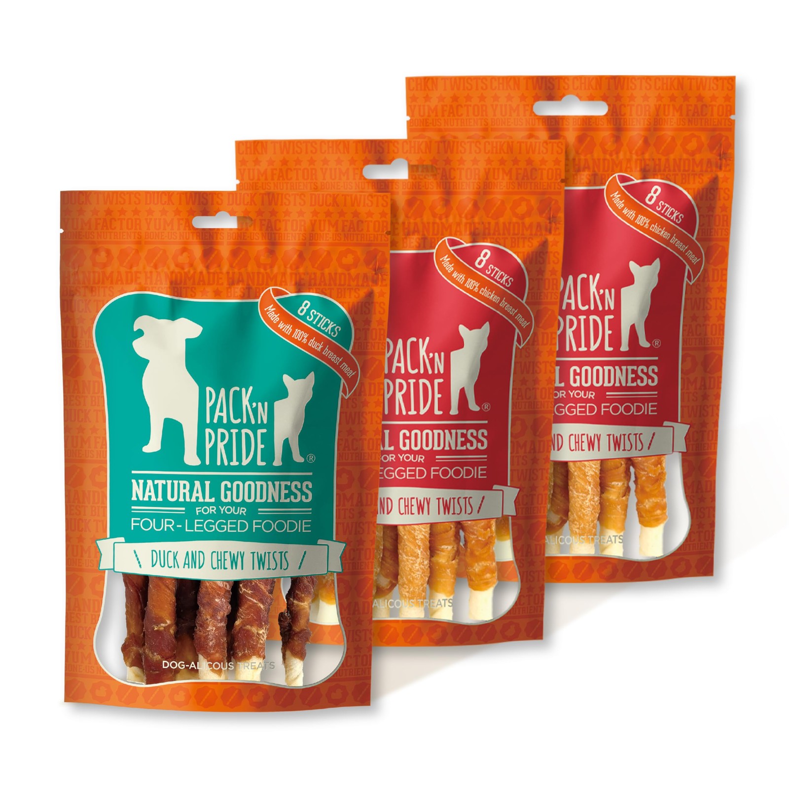 PACK'N PRIDE Dog Treats with Chicken & Duck, 3 90 g (Pack of 3)