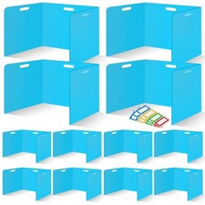 12 Pcs Desk Dividers for Students Classroom Plastic Privacy Folders Blue Test...