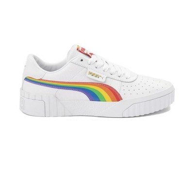 Puma Cali Athletic Shoe White Rainbow Multicolor Women s 6.5 M
