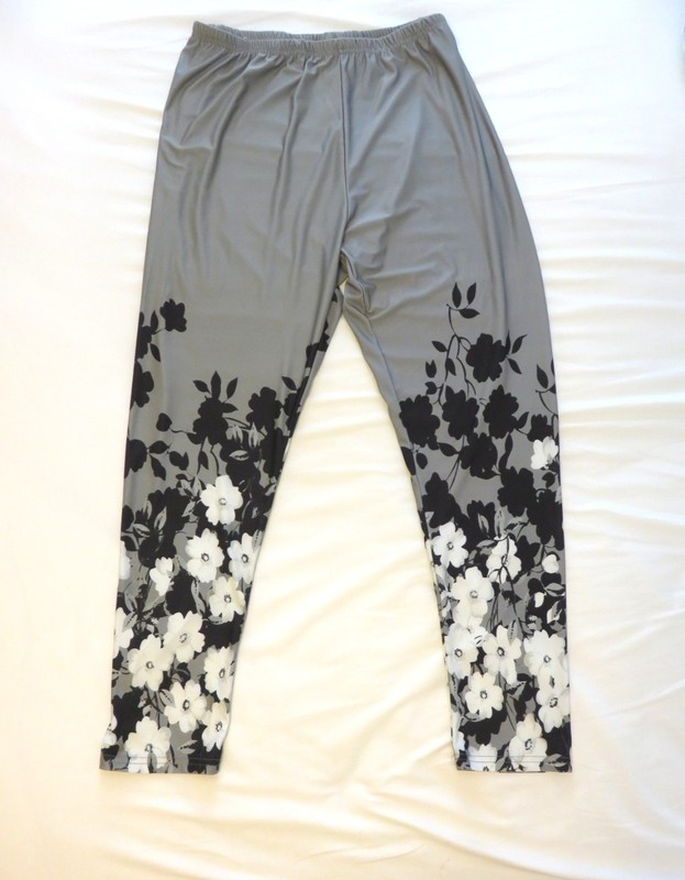 Lily by Firmiana size 1X Grey Floral silky polyester pants