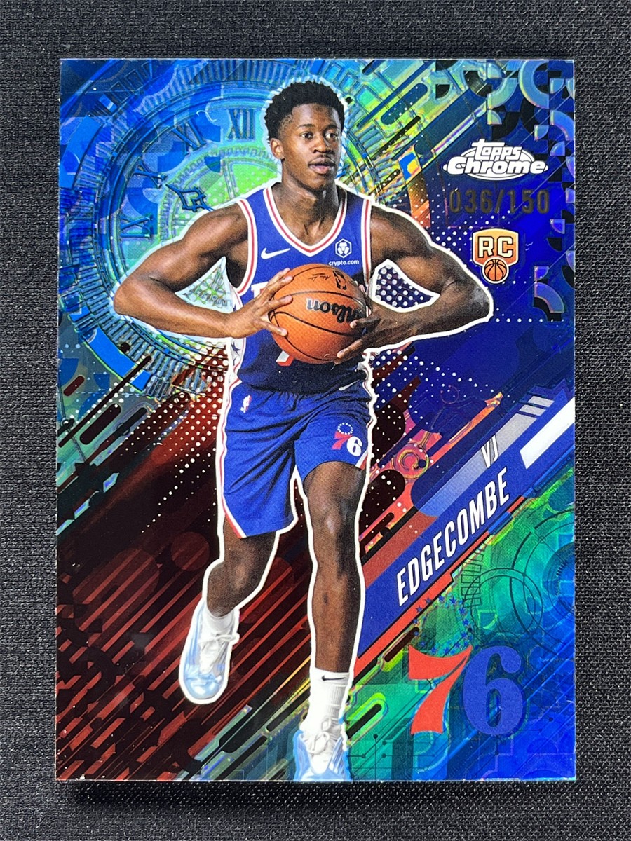 2025-26 Topps Chrome Vj Edgecombe #GT-18 Blue Refractor Go Time Rookie RC /150