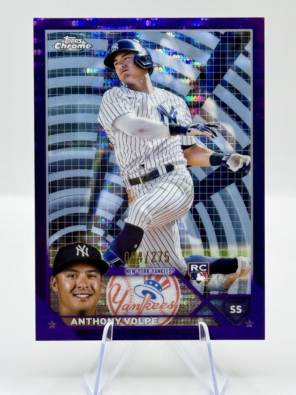 2023 Topps Chrome - Anthony Volpe #4 Purple Sonar Refractor /275 (RC)