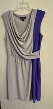 Perceptions New York Women's Sz 8 Black Purple Colorblock Dress Midi Sleeveless