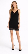 Zimmermann Black Slip Mini Dress Size 0 US 2-4 V Neck Ladder Trim Chic Party