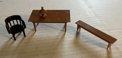 Marx Toys Furniture Table, Lamp, Bench, Chair Play Set Accessories