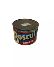 Vintage Boscul Blue empty 1 Lb Coffee Can Tin Key Wind advertising litho