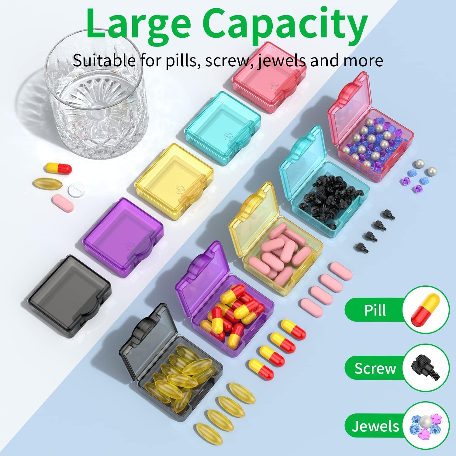 Cute Small Travel Pill Box, Urekt 10 pcs Mini Pocket Pill Organizer Daily Single