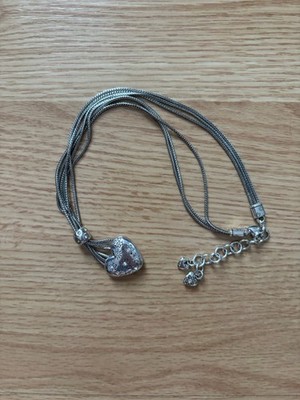 Lia Sophia  Love Dust  Silver Rhinestone Floral Heart Pendant Necklace