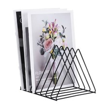 Triangle File Sorter Organizer 7 Slots Metal Magazine Holder for Office Black