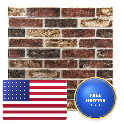 Art3D 10-Pack 52.5 Sq.Ft Faux Brick 3D Wall Panels Peel And Stick In Red Brown