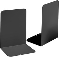 Book Ends 1 Pair, Black Large Metal Bookends for Shelves, L-Type Book