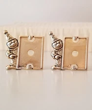 Vtg Pair Mini Brass Clown Picture Frames Made in USA. [K4 1024]