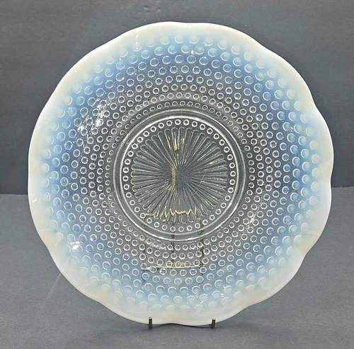 Moonstone Hobnail Glass Plate Anchor Hocking 10 3/4 inches Wide