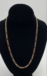 22" 14k Yellow Gold Fine Jewelry Lobster Clasp Figaro Chain Necklace 10.33 Grams