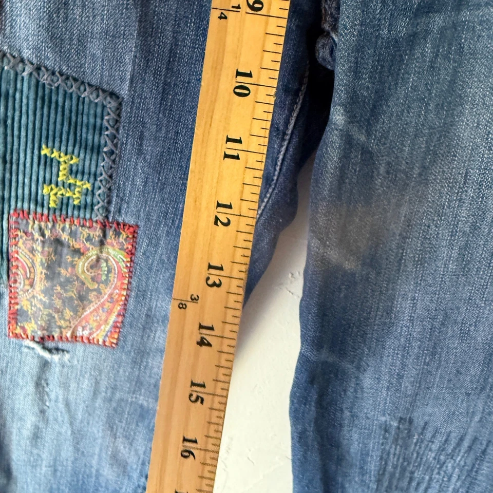 Pantalones de mezclilla Cabi Jeans talla 4 retazos adornados únicos bohemios Foto 4 de 4