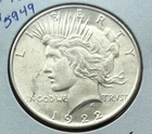 1922 Peace Silver Dollar AU/CU • U.S. Mint Legal Tender Collectible Coin #322