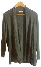 Pink Clover Cardigan Sweater Womens Medium Olive Green Open Front Pockets