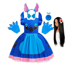 Cute Stitch Dress for Girls   Cartoon Movie Costume for Halloween  Carnival Cos