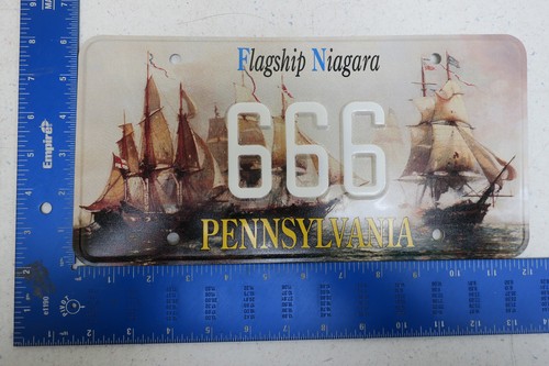 Pennsylvania License Plate PA Flagship Niagara Souvenir Booster 666 Devil Satan