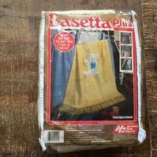 Lasetta Plus Plush Bear Afghan Kit Baby Blanket No Knit/Crochet WORK IN PROGRESS