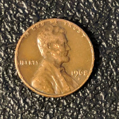 1968  Lincoln Penny (Rare) In God We Trust and L on Edge Error