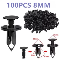 100x 8mm Bumper Clips Retainer Car Plastic Rivets Sets Fastener Fender Push For