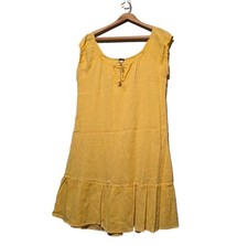 J.Crew Womens Sz MED Yellow Tassel Dress Coverup Stretchy Flowy Coastal Beachy